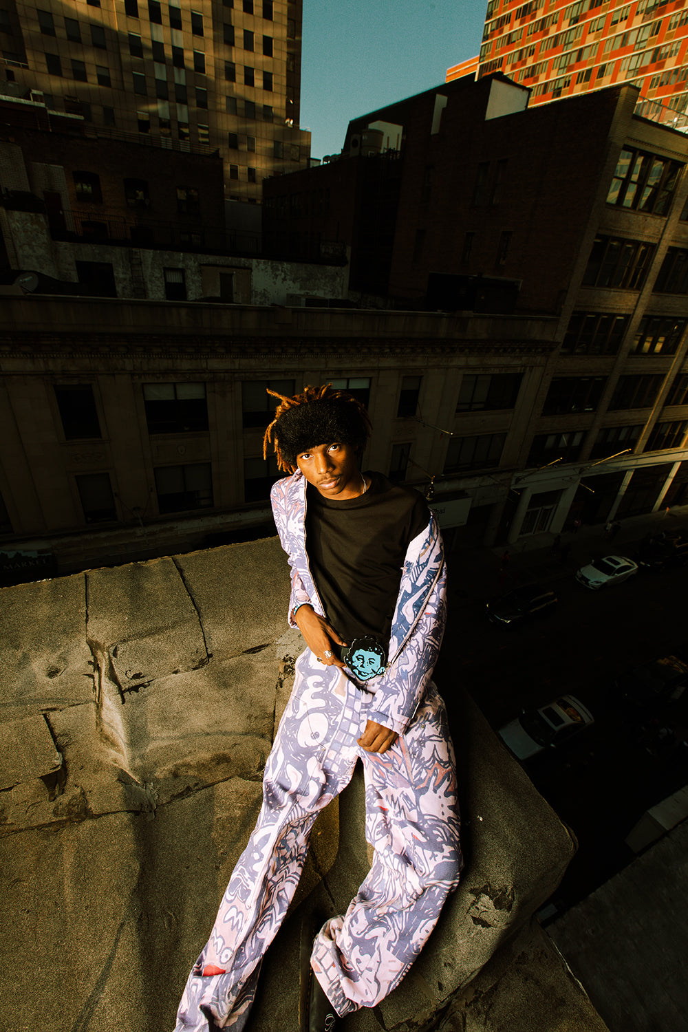 Abstract Denim Double Knees