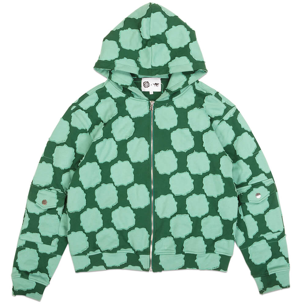 Forest Green Patch Work Zip