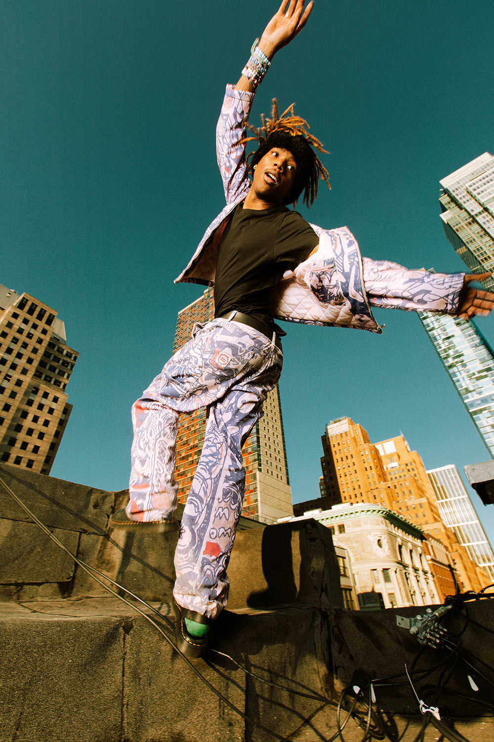 Abstract Denim Double Knees