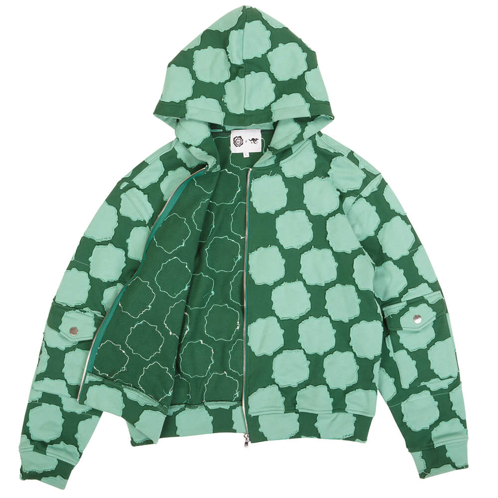 Forest Green Patch Work Zip