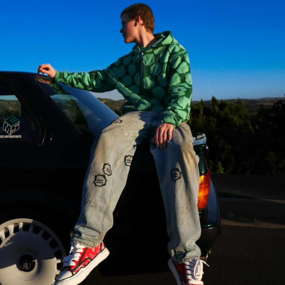 Forest Green Patch Work Zip