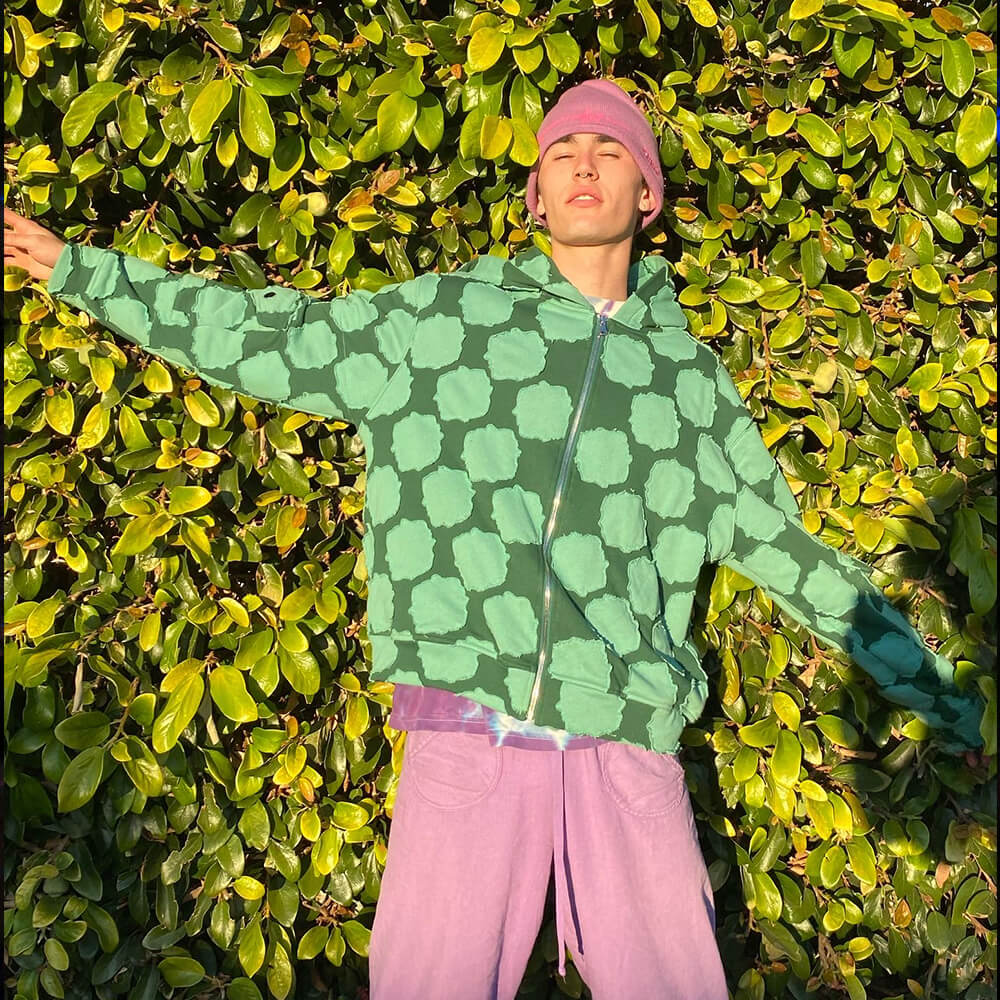 Forest Green Patch Work Zip