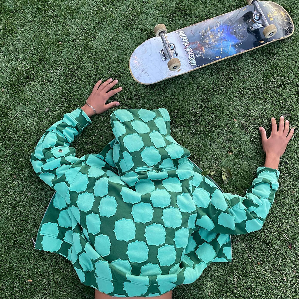 Forest Green Patch Work Zip