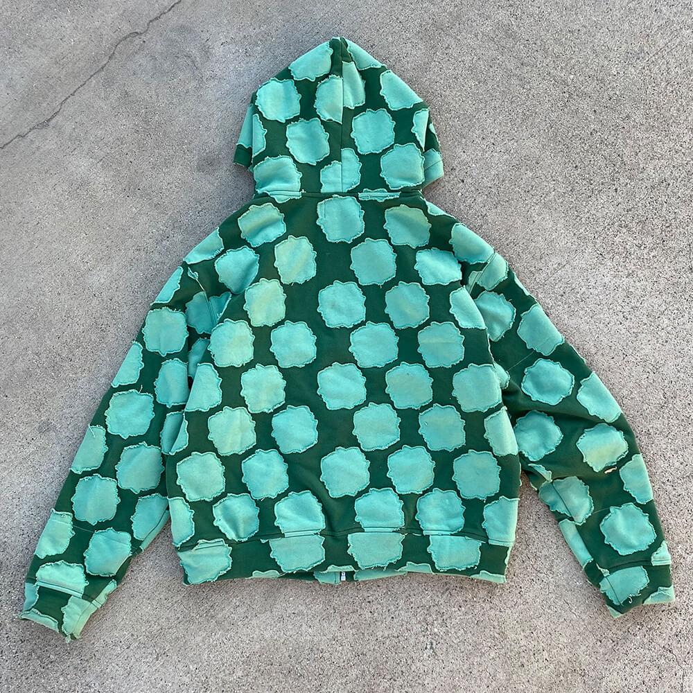 Forest Green Patch Work Zip