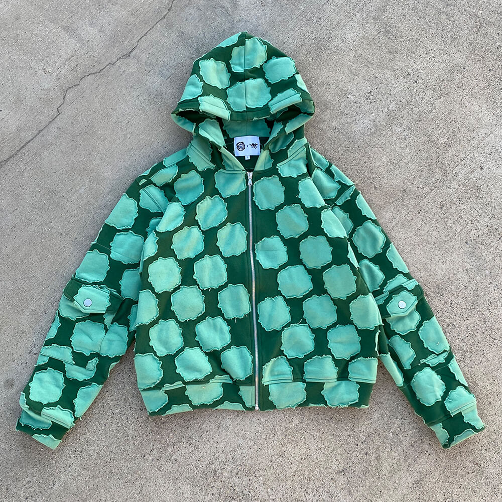 Forest Green Patch Work Zip