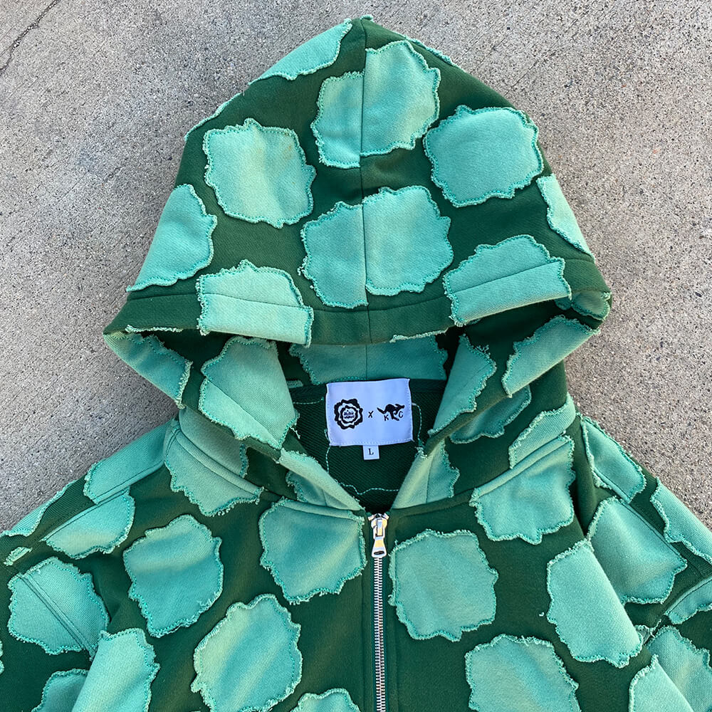 Forest Green Patch Work Zip