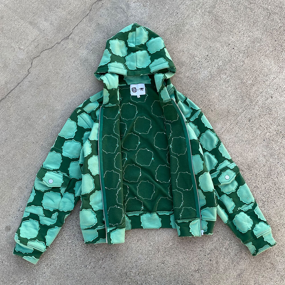 Forest Green Patch Work Zip