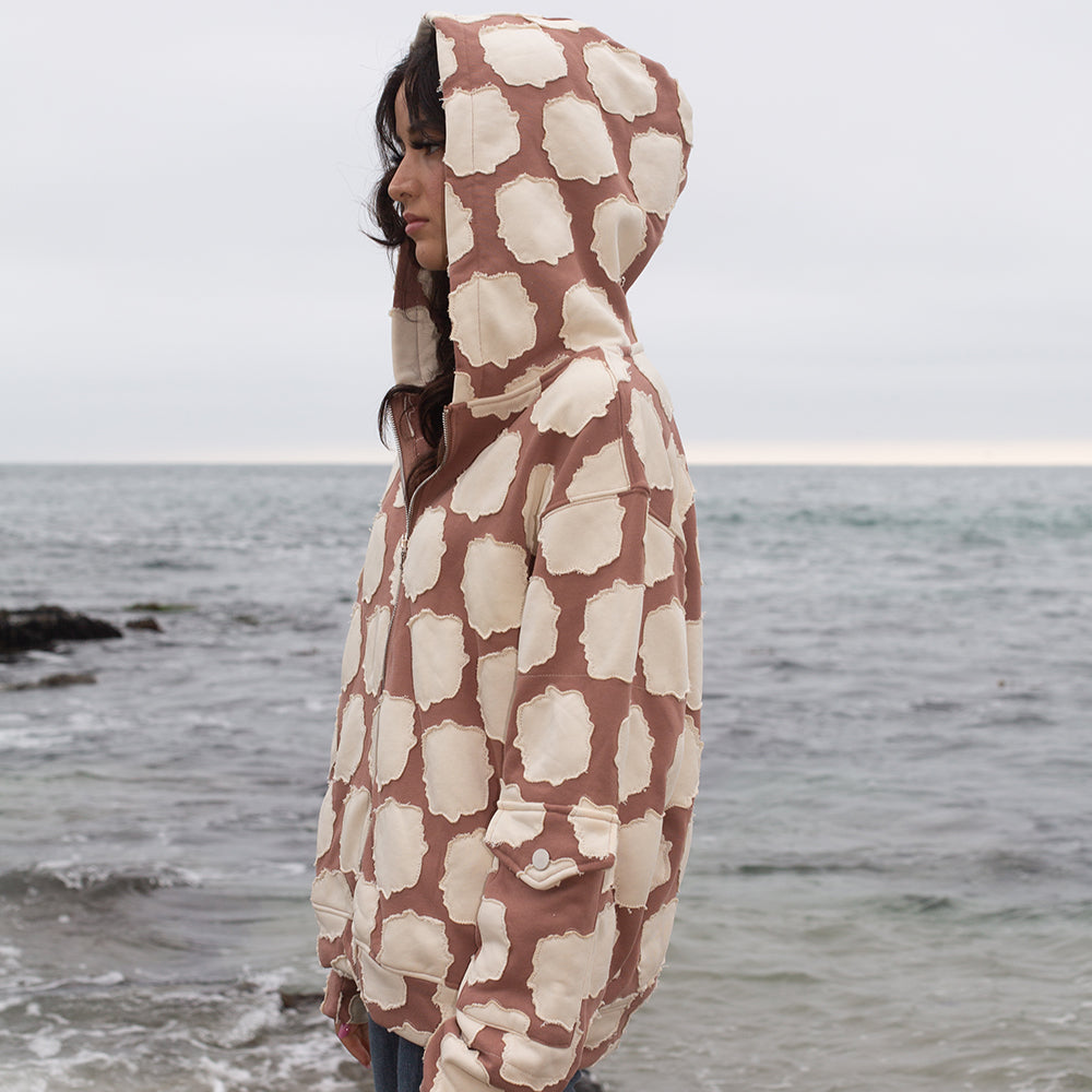 Mocha Patch Work Zip