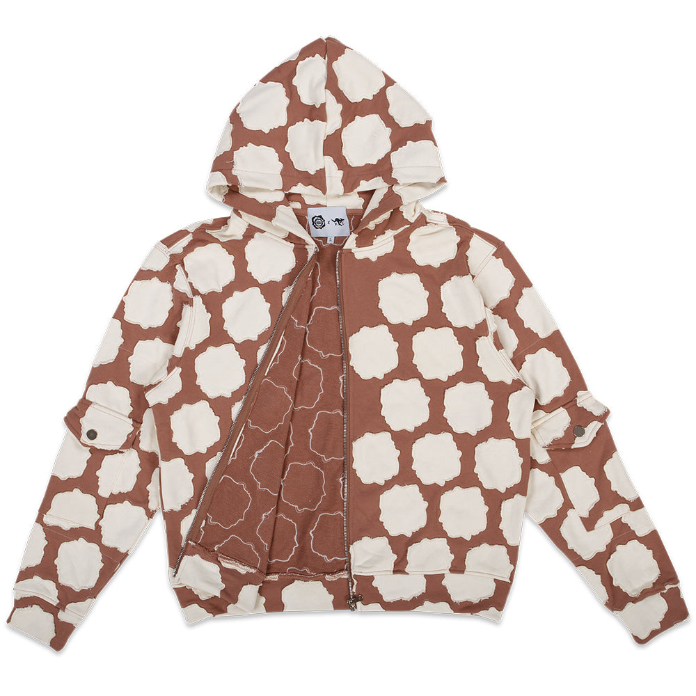 Mocha Patch Work Zip