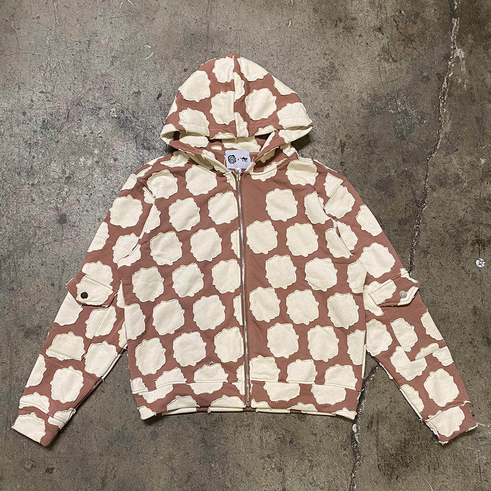 Mocha Patch Work Zip