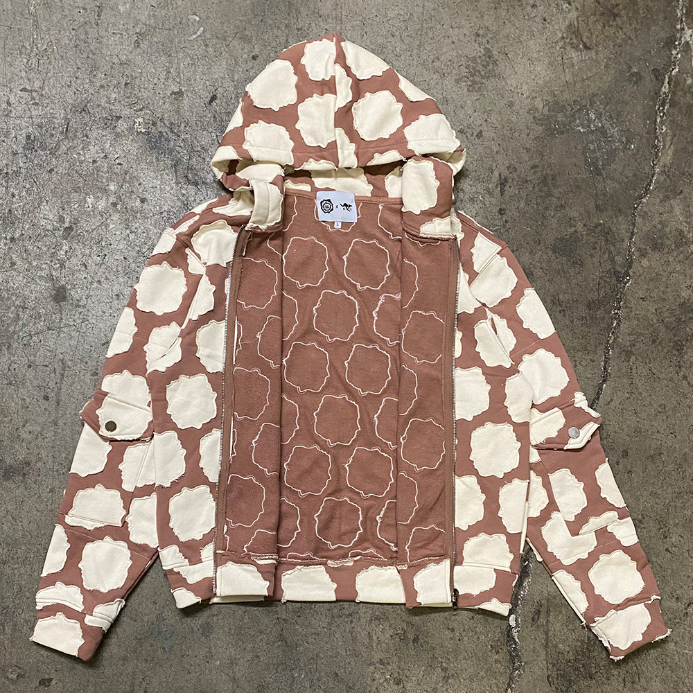 Mocha Patch Work Zip